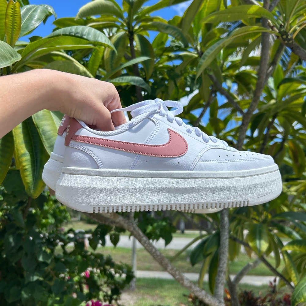 Nike White and Pink Sneakers Elevated Design
